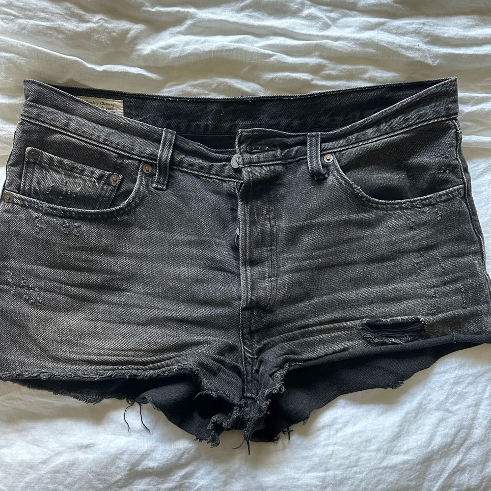 Levi's 501 Black Jean Shorts Distressed Cut-Off Style
